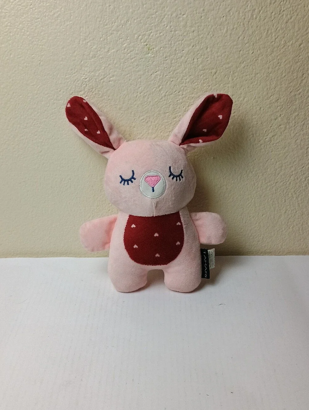 Tahari Pink and Red Plush Bunny Stuffed Toy